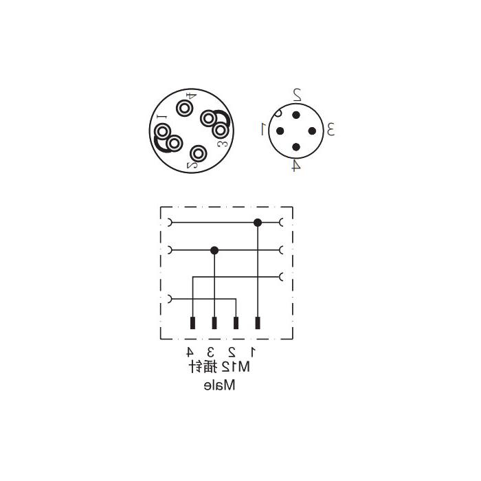 M12 4引脚，直公，插入端子，Y型分流器，64FX21